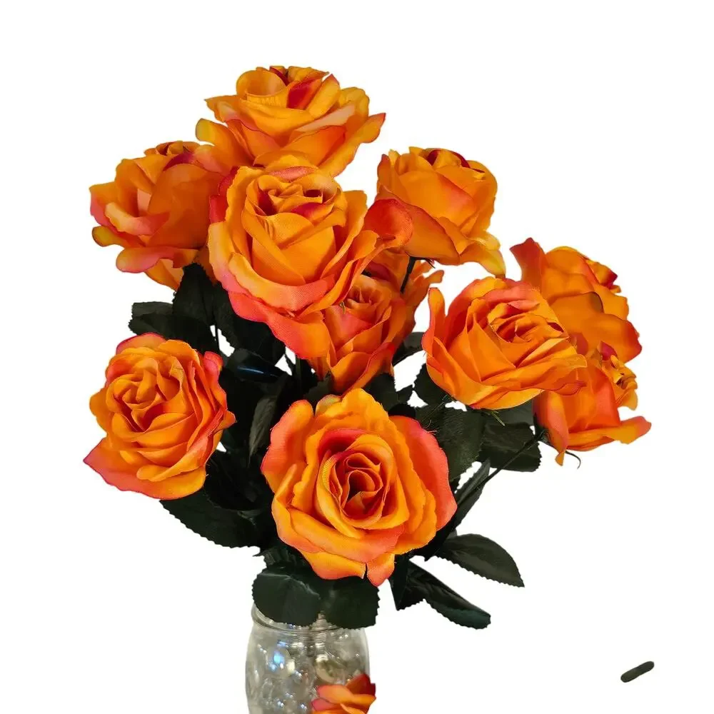 Orange Coral Silk Rose Flower Bushes 24 Roses 4